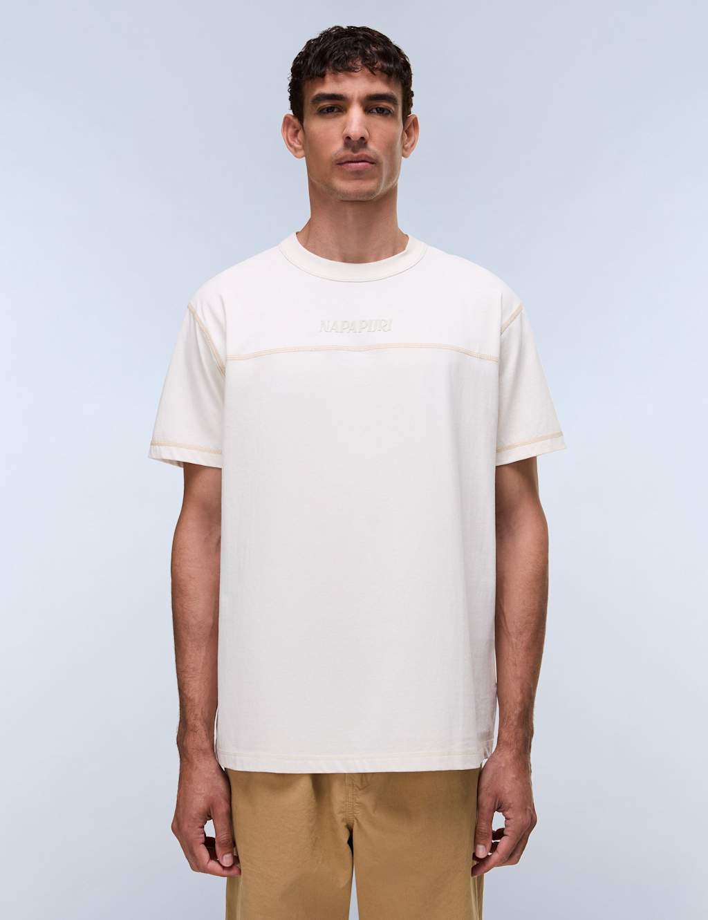 Napapijri Men's Umbra Pure Cotton Crew Neck T-Shirt - L - Soft White - Available at M&S