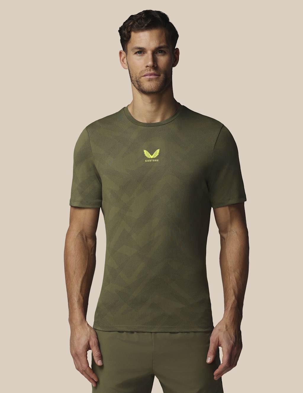 Castore Men's Engineered Short Sleeve Sports T-Shirt - M - Dark Khaki - Available at M&S