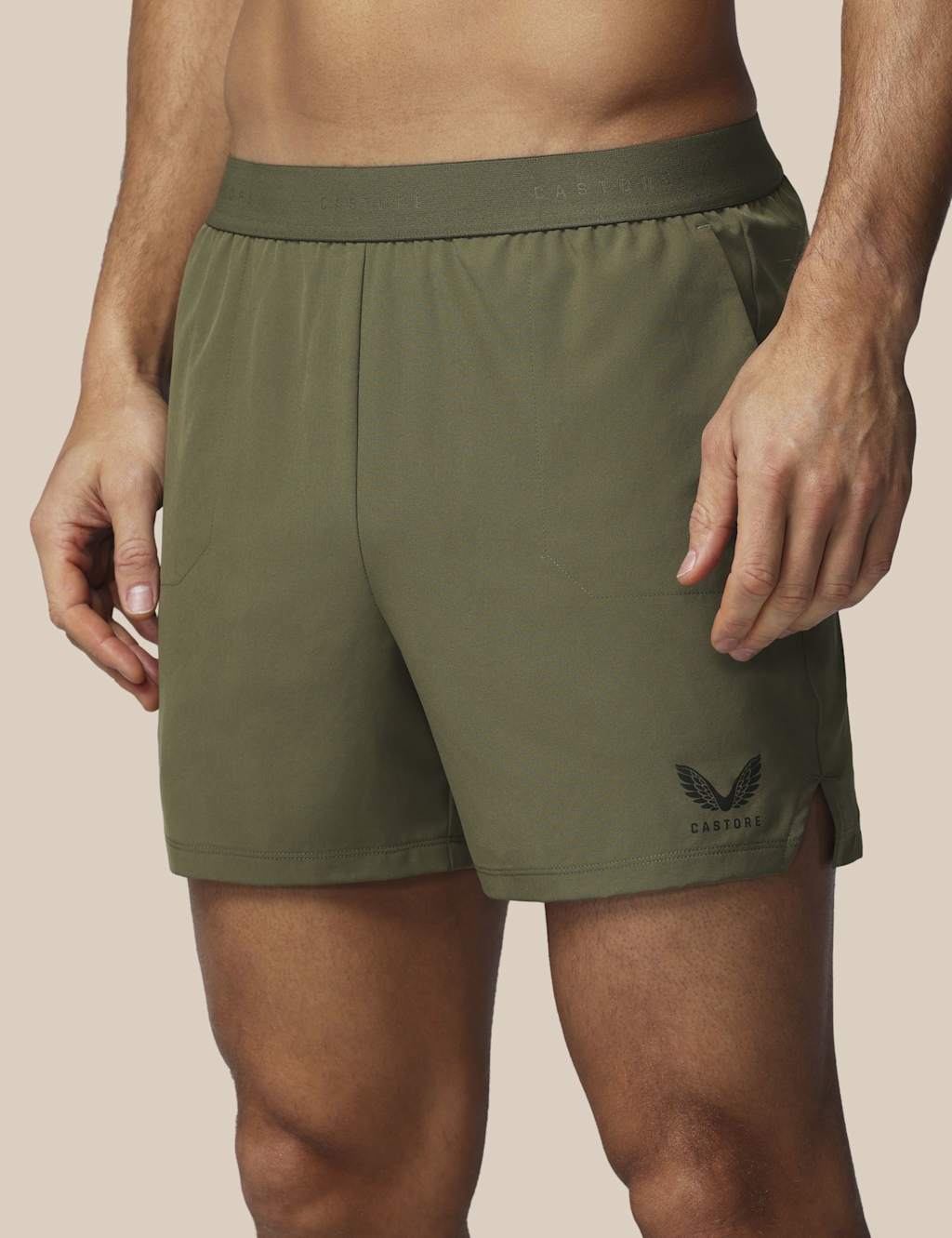 Castore Men's Water Resistant Zip Pocket Sports Shorts - XL - Dark Khaki - Available at M&S