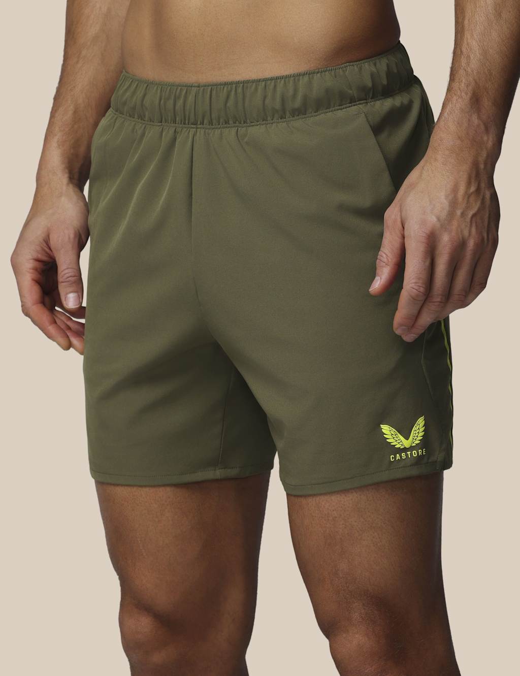 Castore Men's Stretch Zip Pocket Sports Shorts - M - Dark Khaki - Available at M&S