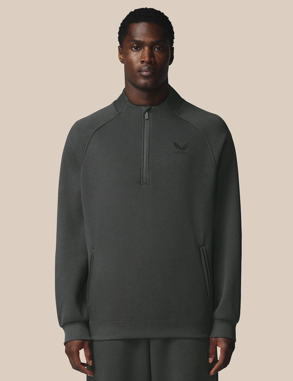 Castore Men's Cotton Rich Fleece Half Zip Sports T-Shirt - 2XL - Black - Available at M&S