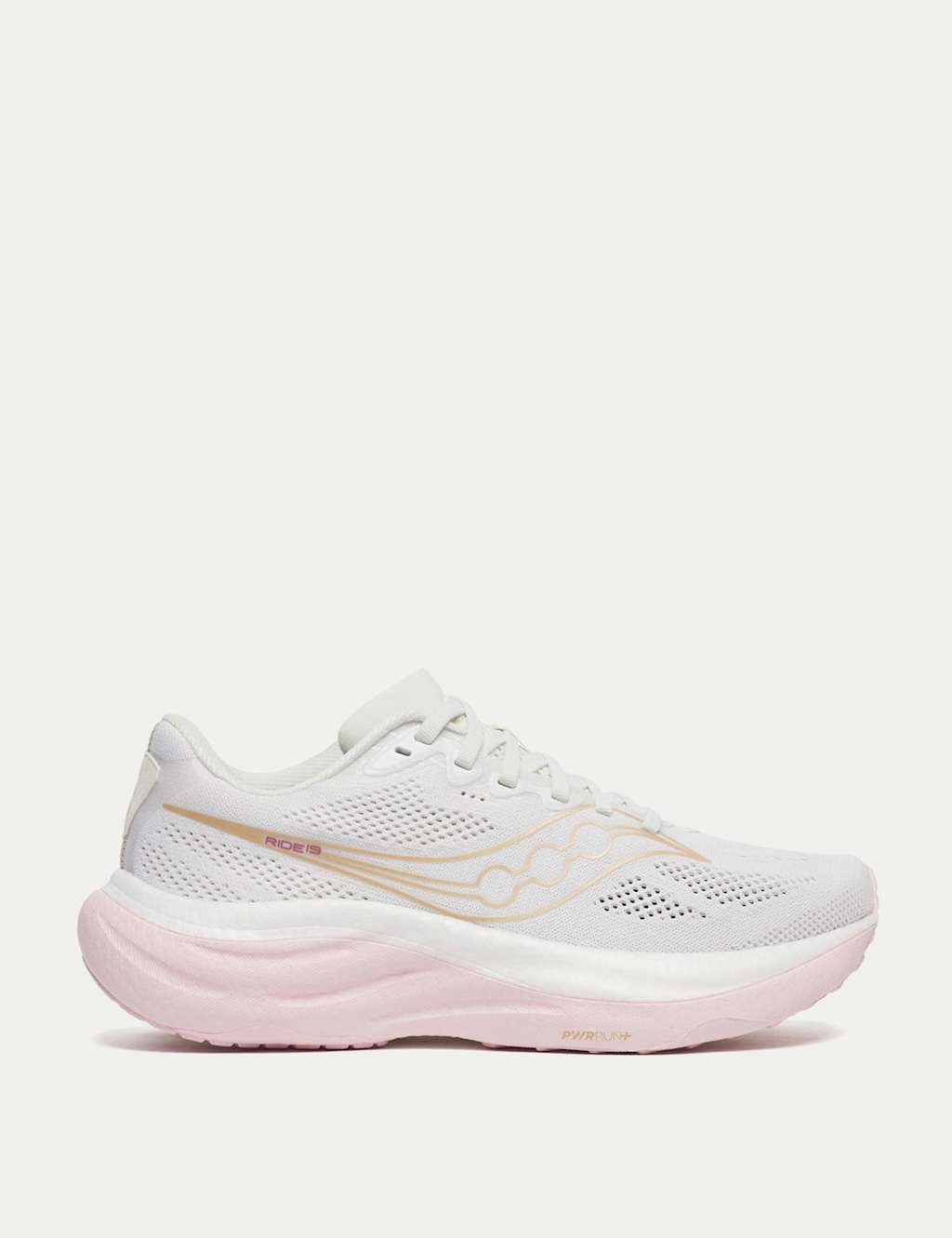 Saucony Women's Ride 19 Running Trainers - 6½ - White Mix