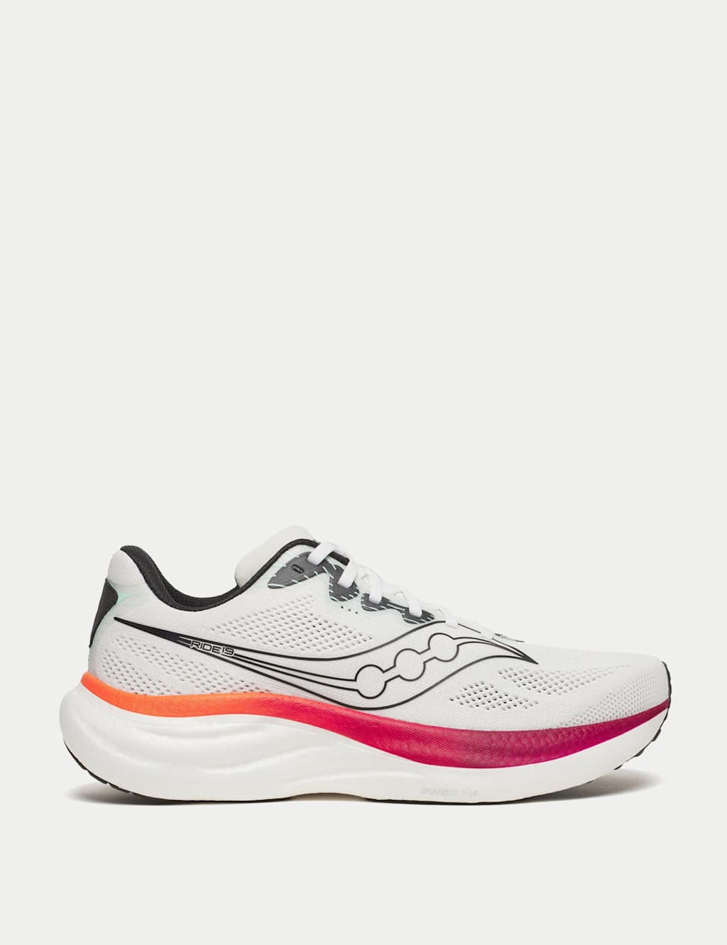 Saucony Men's Ride 19 Trainers - 9 - White Mix