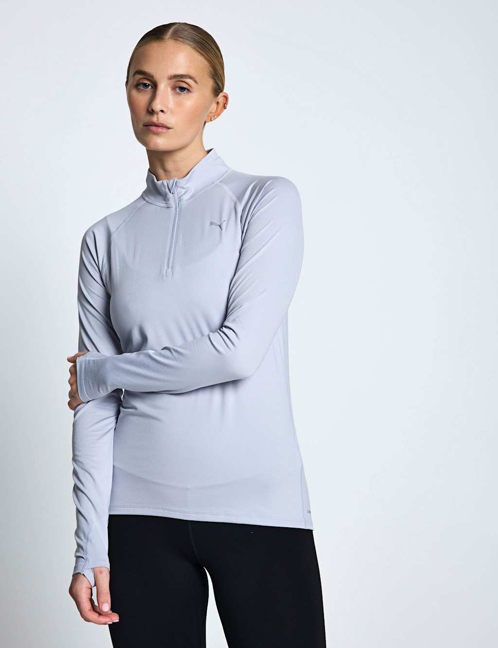 Puma Women's Velocity Cloudspun Funnel Neck Running Top - Small - Silver