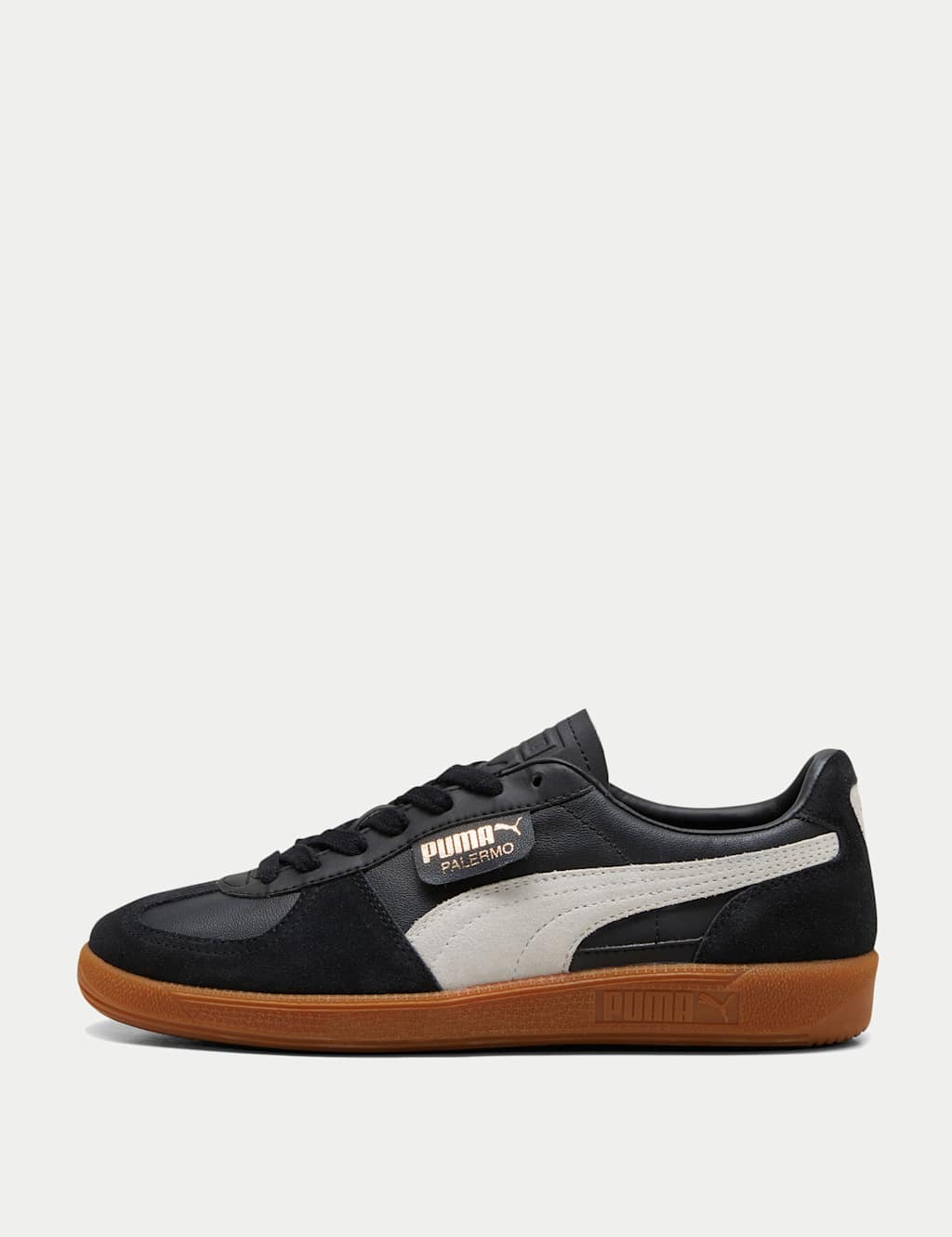 Puma Men's Palermo Leather Trainers - 9 - Black Mix, Beige Mix,Black Mix,White Mix