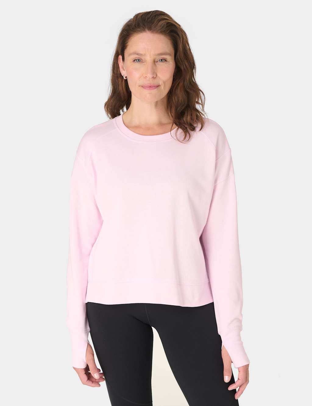 Sweaty Betty After Class Cotton Blend Relaxed Sweat-shirt Light Pink