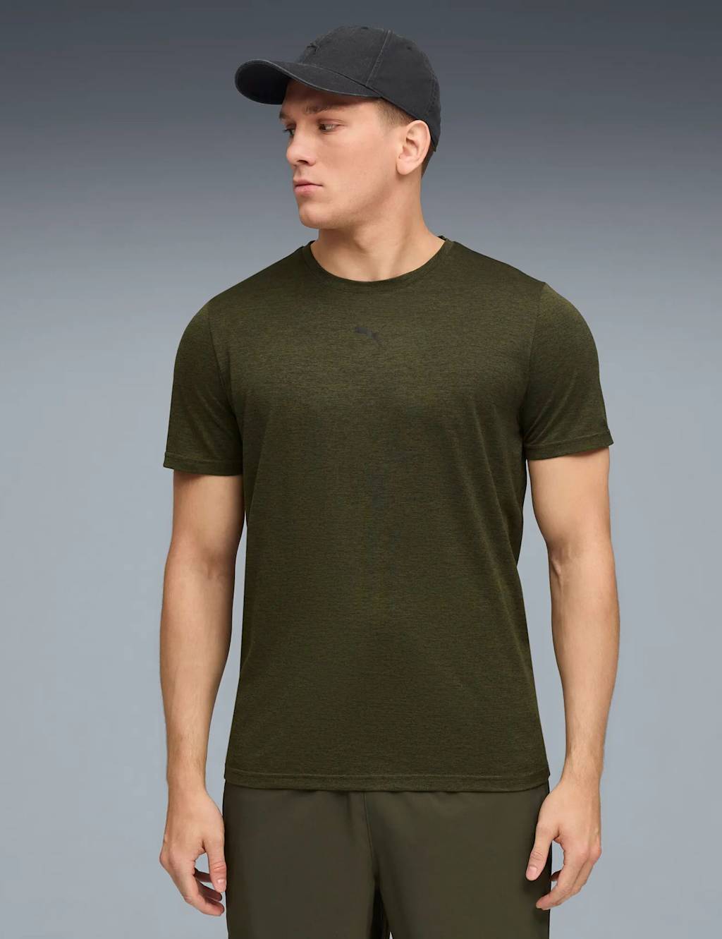 Puma Tad Essentials Heather Cat Training T-Shirt Olive