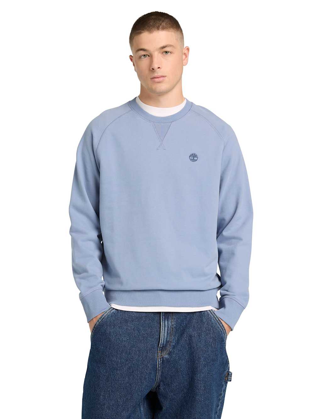 Timberland Men's Cotton Rich Raglan Sweatshirt - 2XL - Light Blue