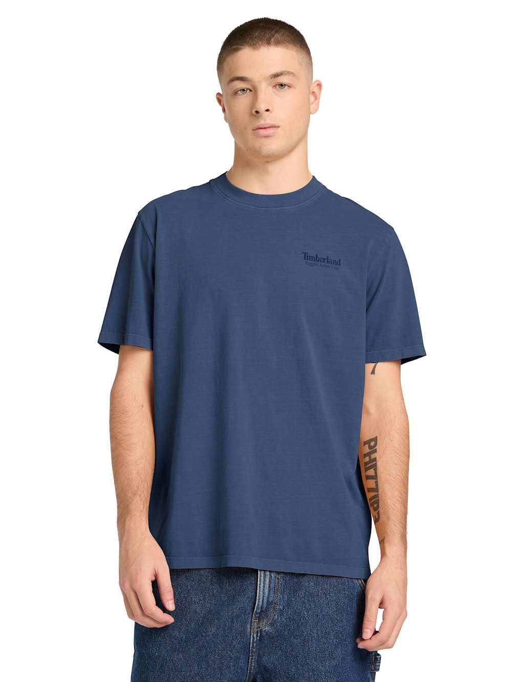 Timberland Men's Rugged Active Gear Pure Cotton T-Shirt - M - Blue Denim