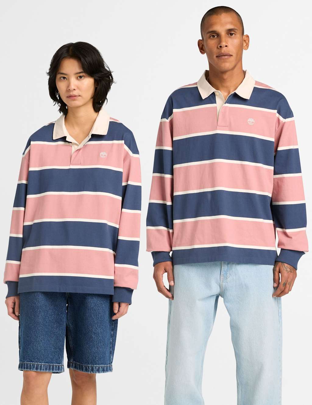 Timberland Men's Pure Cotton Striped Rugby Shirt - M - Navy Mix