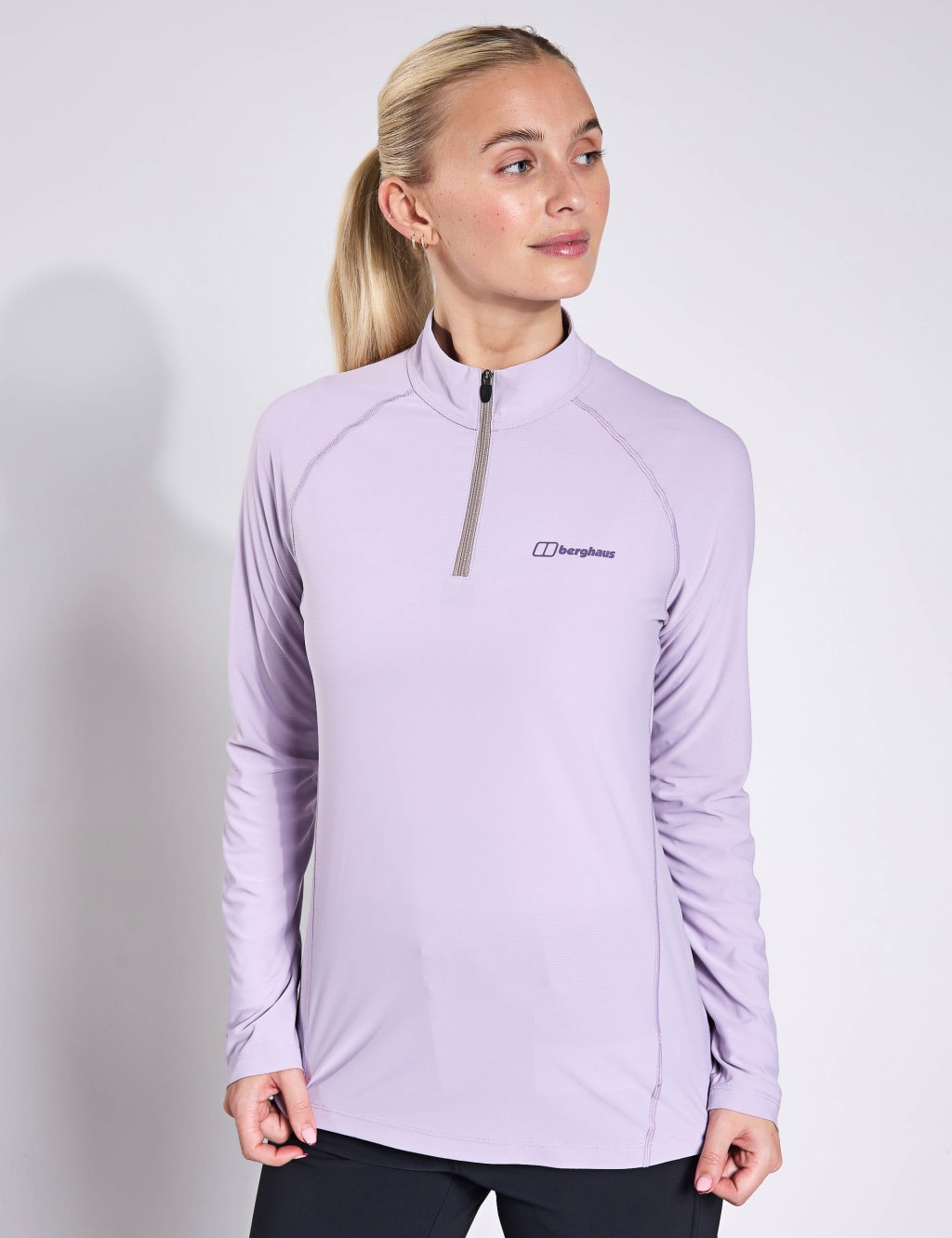 24/7 High Neck Half Zip Long Sleeve Top