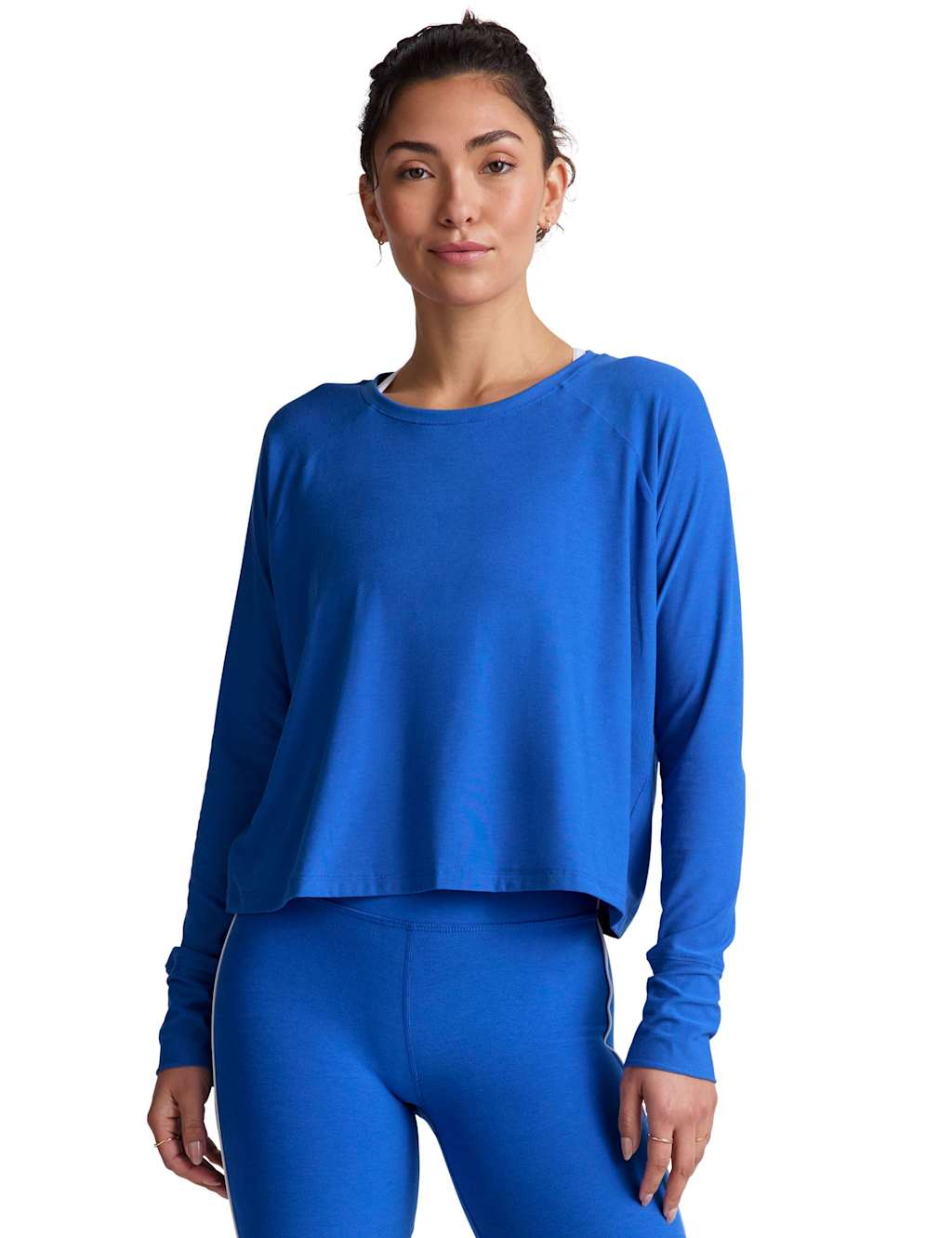 Beyond Yoga Women's Featherweight Daydreamer Crew Neck Yoga Top - Medium - Bright Blue