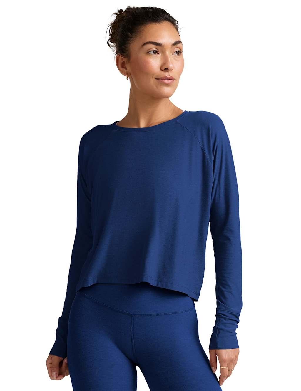 Beyond Yoga Featherweight Daydreamer Crew Neck Yoga Top Pale Blue