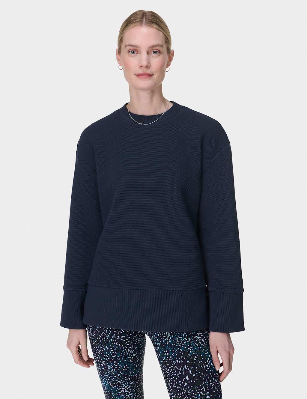 Peaceful Cotton Blend Ribbed Sweatshirt