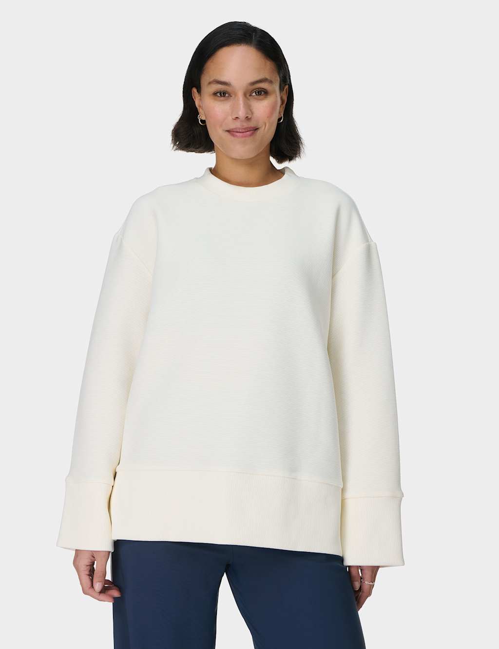 Peaceful Cotton Blend Ribbed Sweatshirt