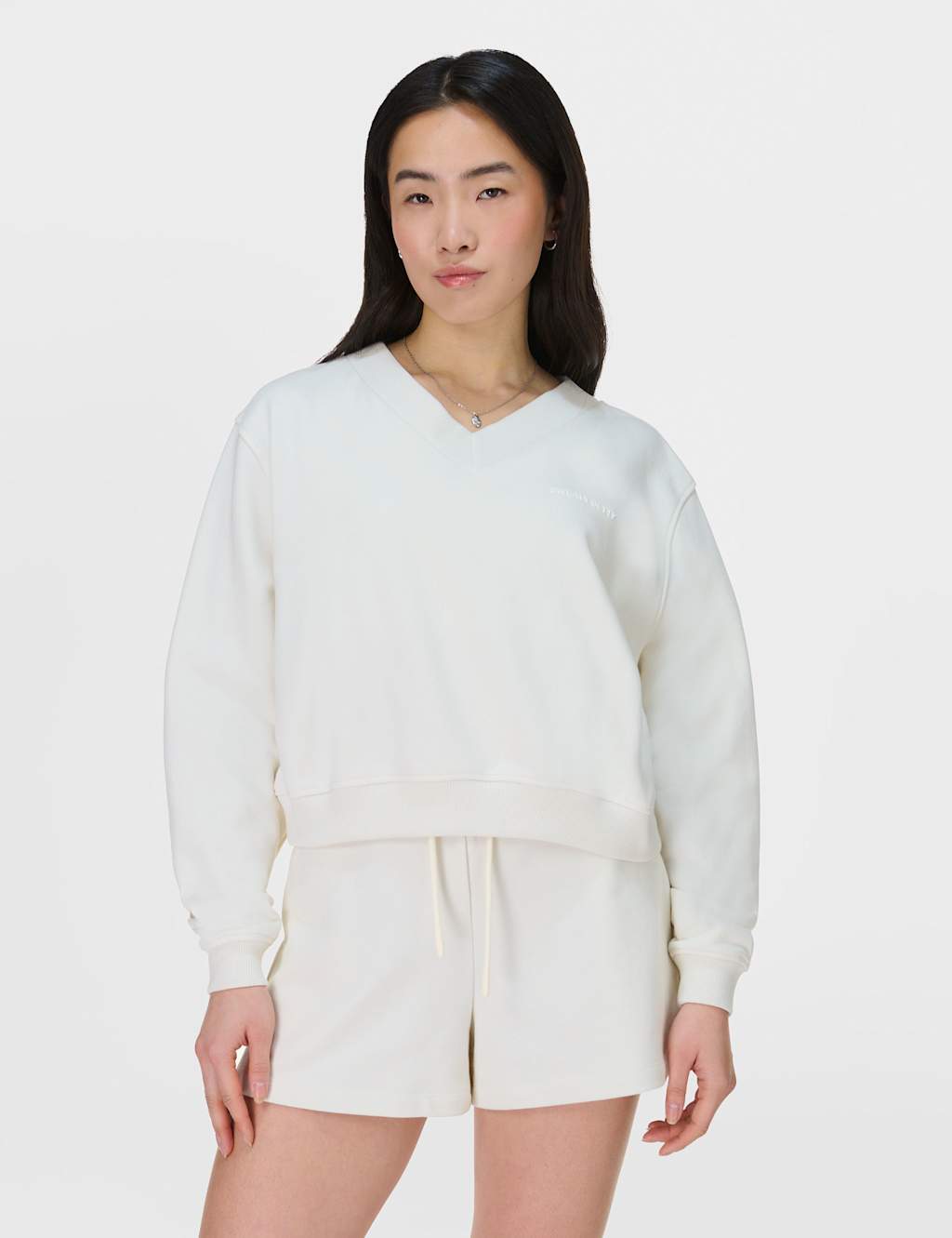 Revive Cotton Rich V-Neck Crop Sweatshirt