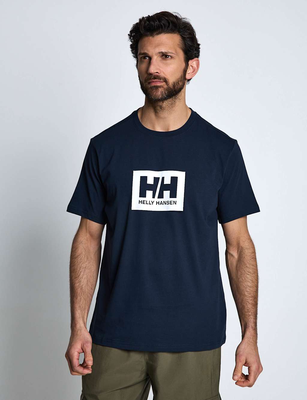 Helly Hansen Men's Pure Cotton Logo T-Shirt - L - Navy - Available at M&S