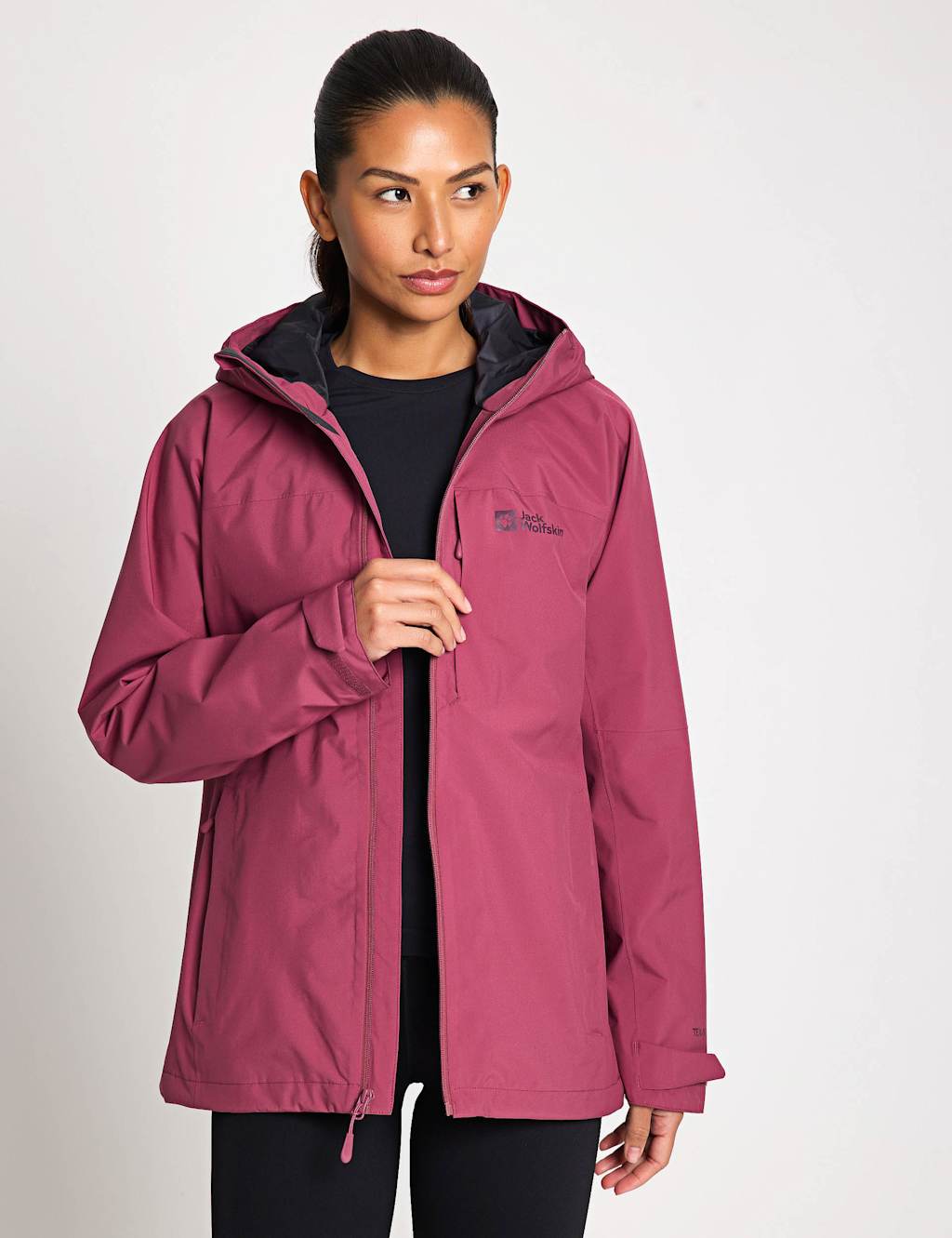 Jack Wolfskin Tempest 2 Layer Waterproof Raincoat Dusky Rose