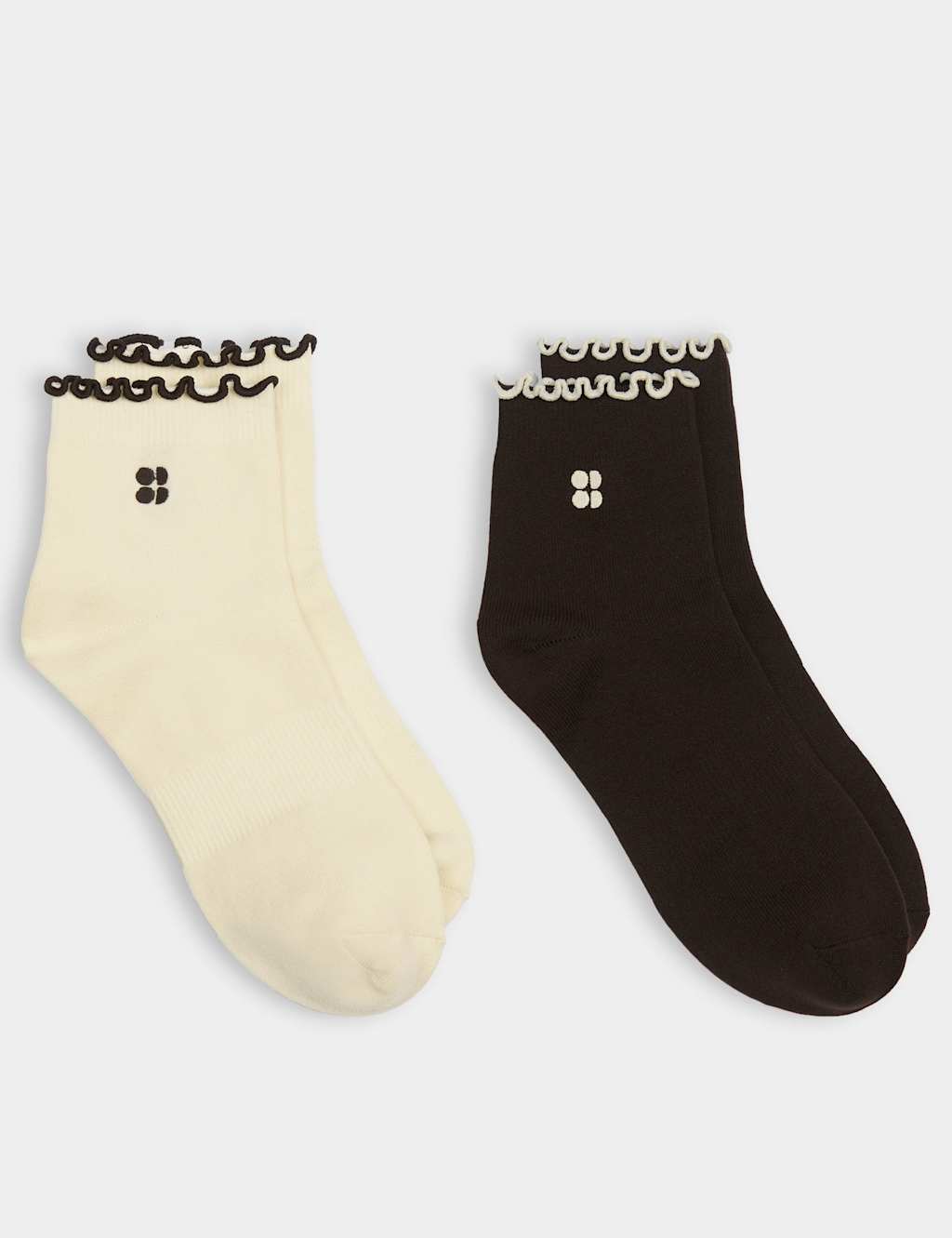 Sweaty Betty Women's 2 Pack Frill Cuff Ankle High Socks - XS-S - Beige Mix