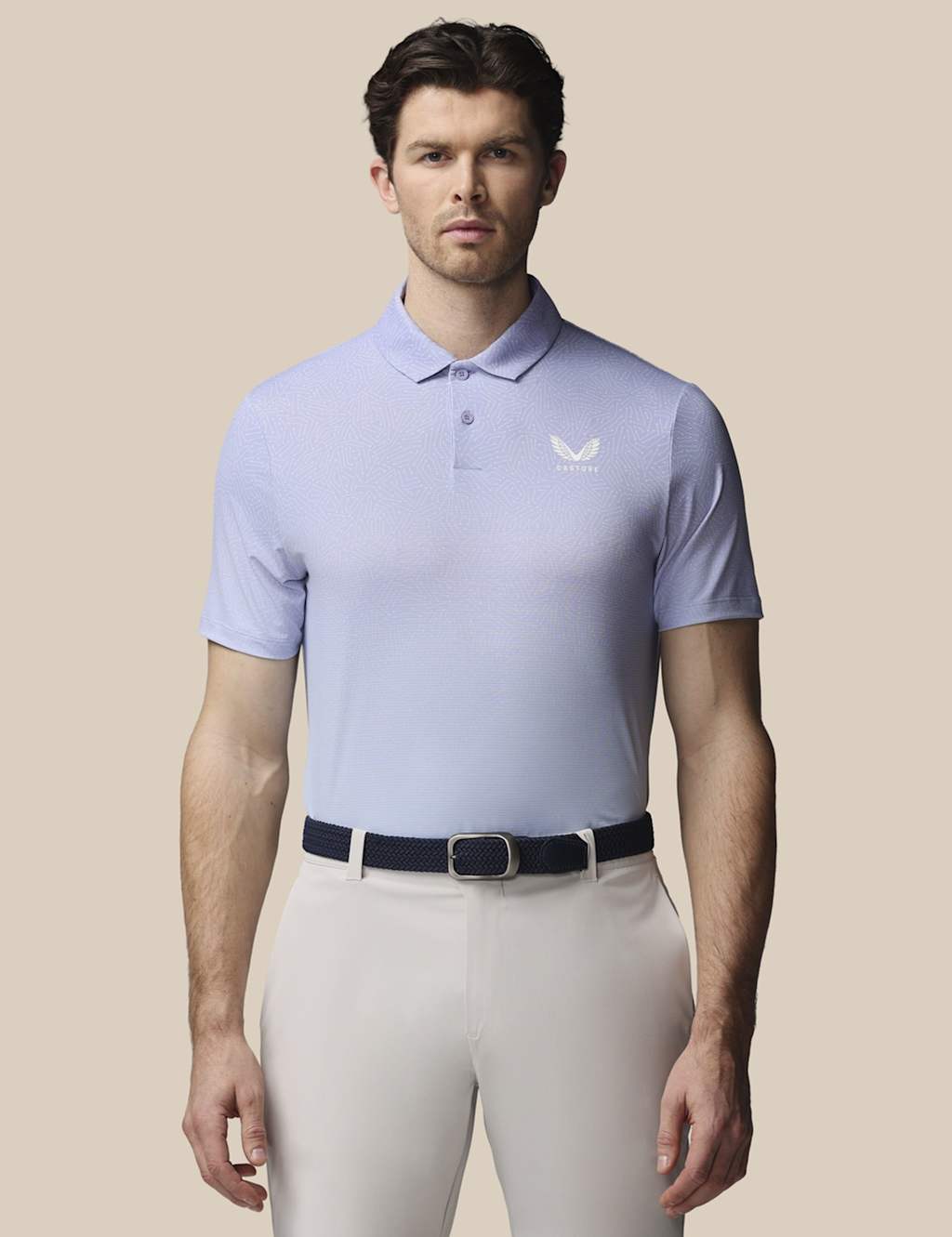 Castore Men's Golf Map Print Technical Polo Shirt - L - Light Purple - Available at M&S
