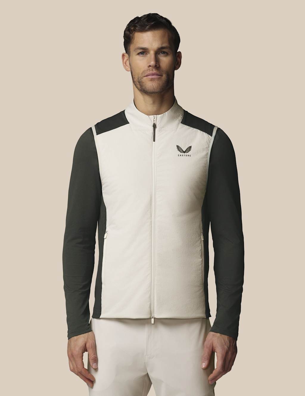 Castore Men's Technical Lightweight Zip Up Golf Gilet - L - Beige - Available at M&S