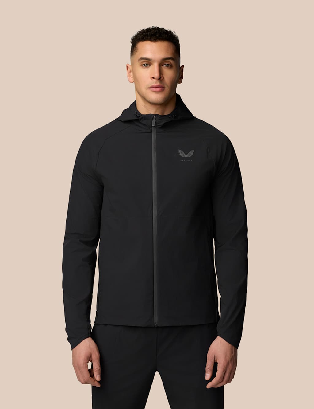 Branded Elastic Wind Hooded Sports Jacket