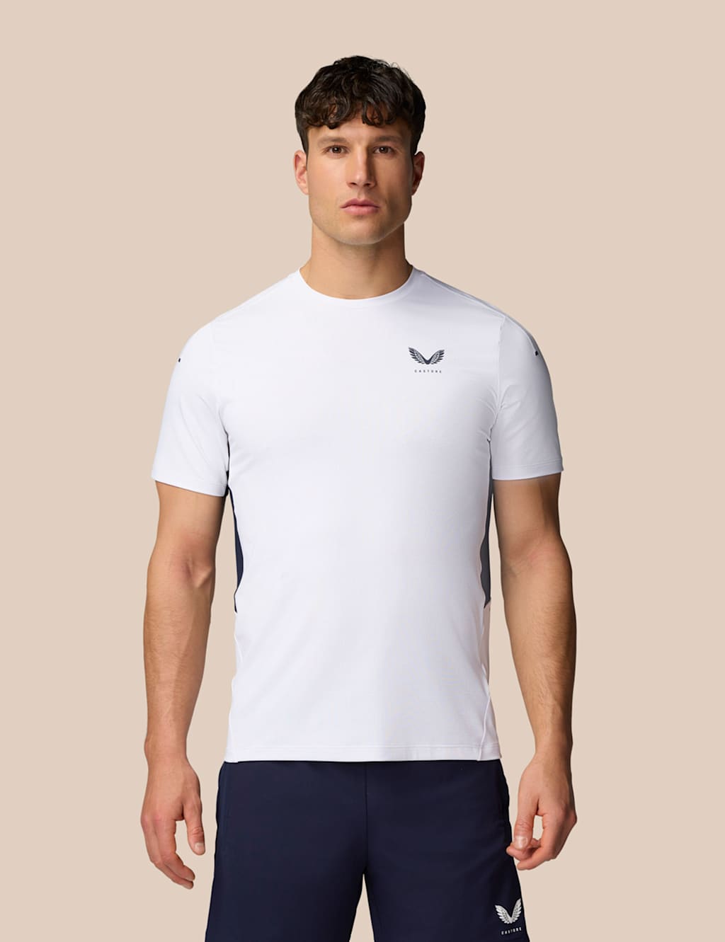 Castore Men's Apex Sports T-Shirt - L - White Mix, White Mix,Navy