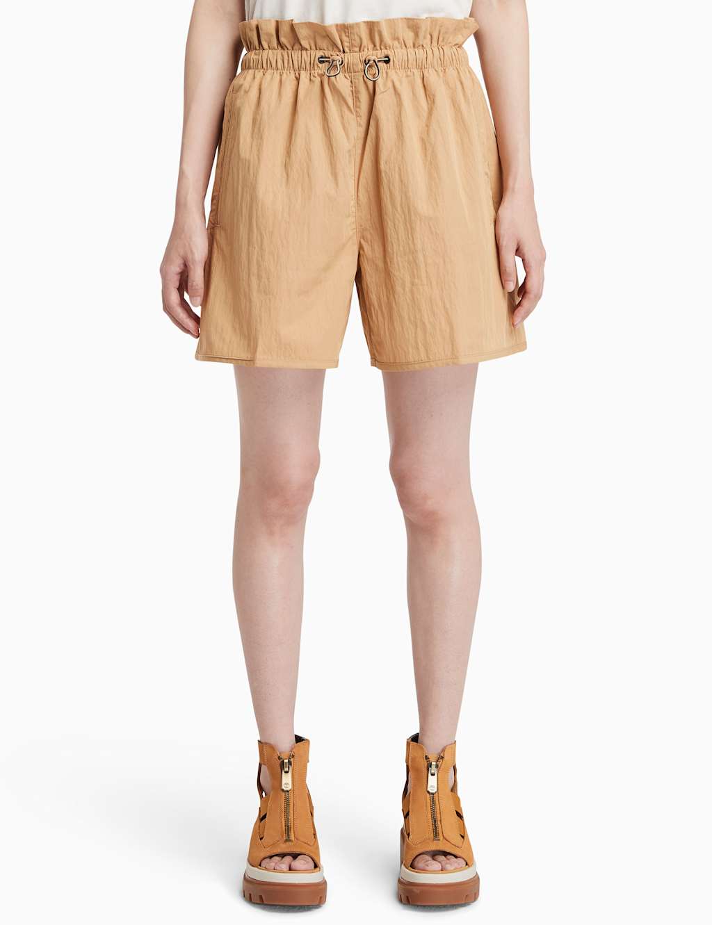 Timberland Women's Pure Cotton High Waisted Shorts - Medium - Sand