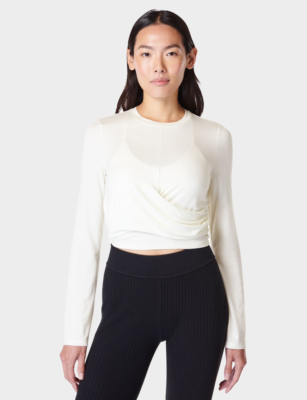 Modal Rich Round Neck Wrap Front Top