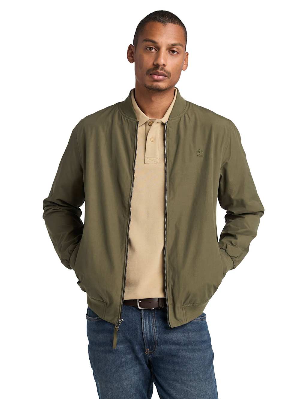 Cotton Blend Water Repellent Bomber Jacket