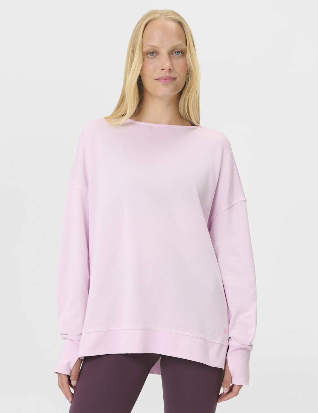 Sweaty Betty After Class Cotton Modal Sweatshirt Light Pink