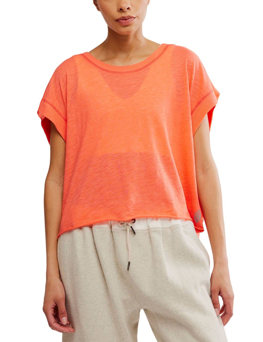 FP Movement My Time Cotton Rich Open Back T-Shirt Coral