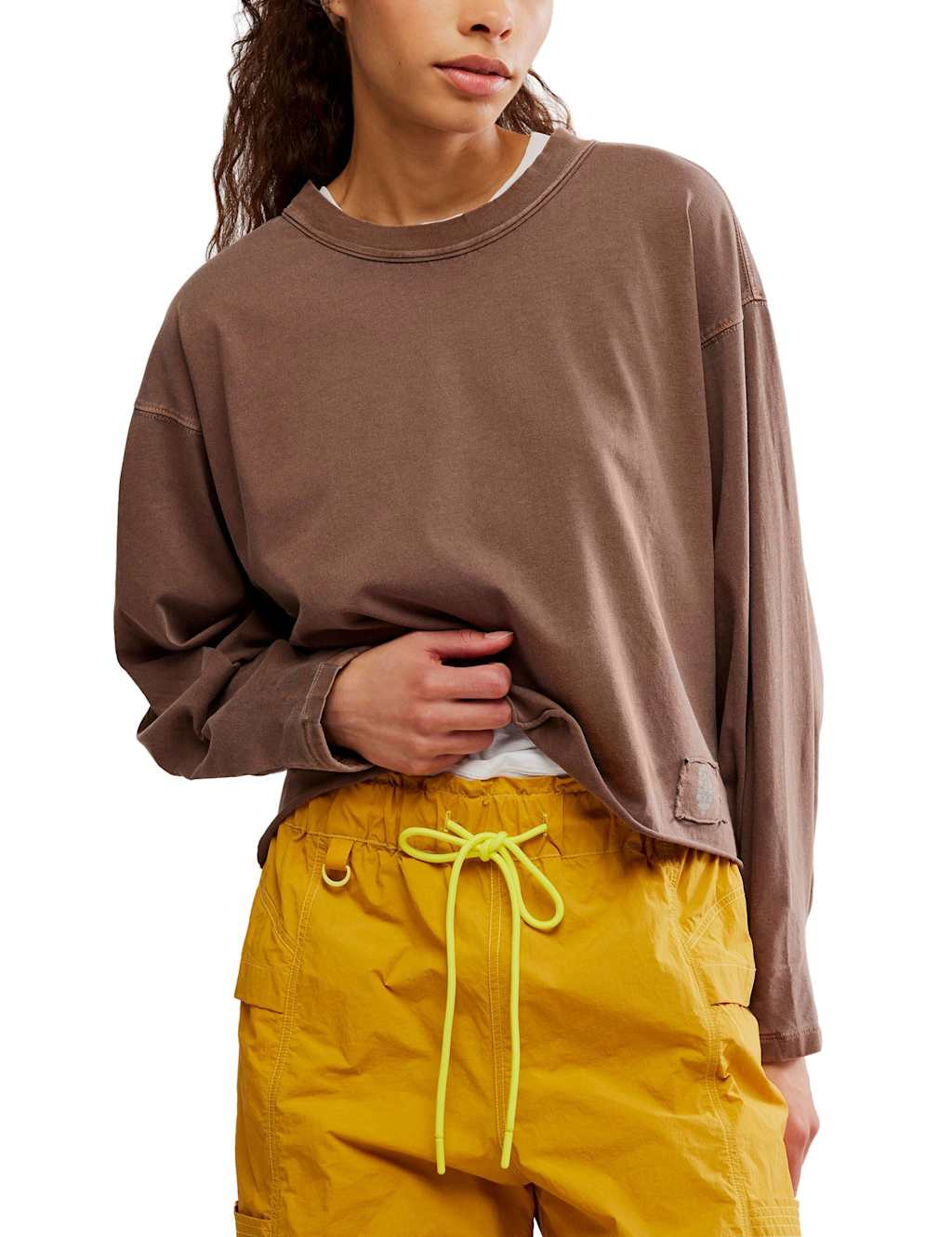 Fp Movement Women's Inspire Layer Cropped Sweatshirt - Brown, Coral,Brown