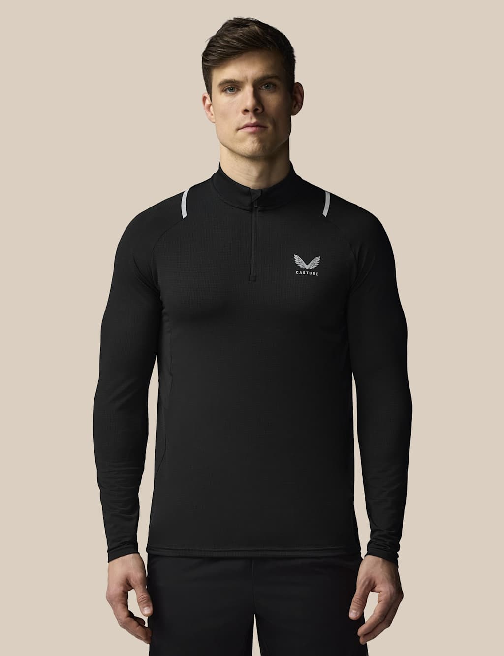 Castore Men's Funnel Neck Half Zip Training Top - M - Black - Available at M&S