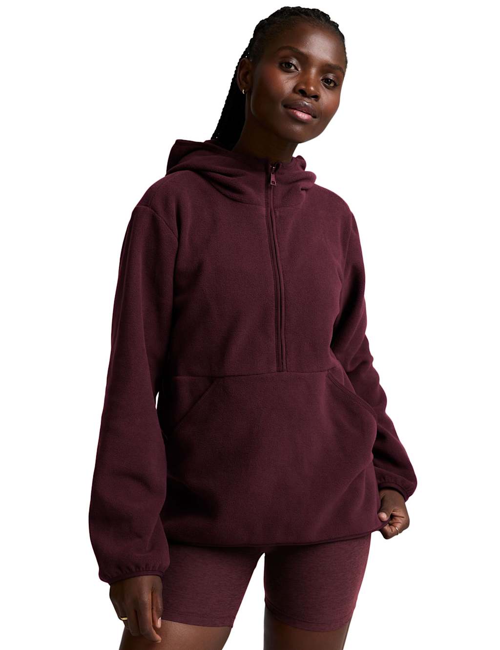 Beyond Yoga 2.0 Urban Explorer Fleece Half Zip Hoodie Dark Burgundy