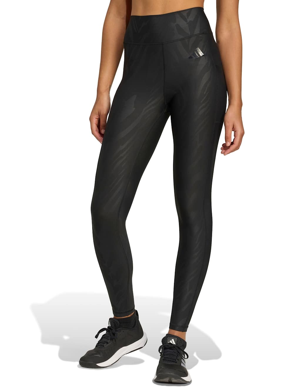 Adidas Optim Printed High Waisted Leggings Black Mix