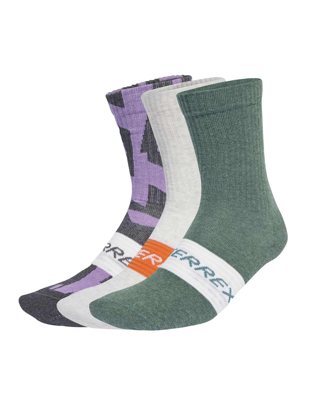 Adidas 3pk Terrex Cotton Rich Sports Socks Purple Mix
