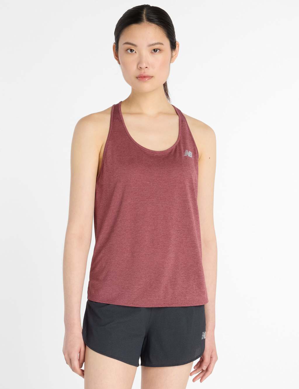 New Balance Athletics Scoop Neck Racer Back Vest Top Burgundy