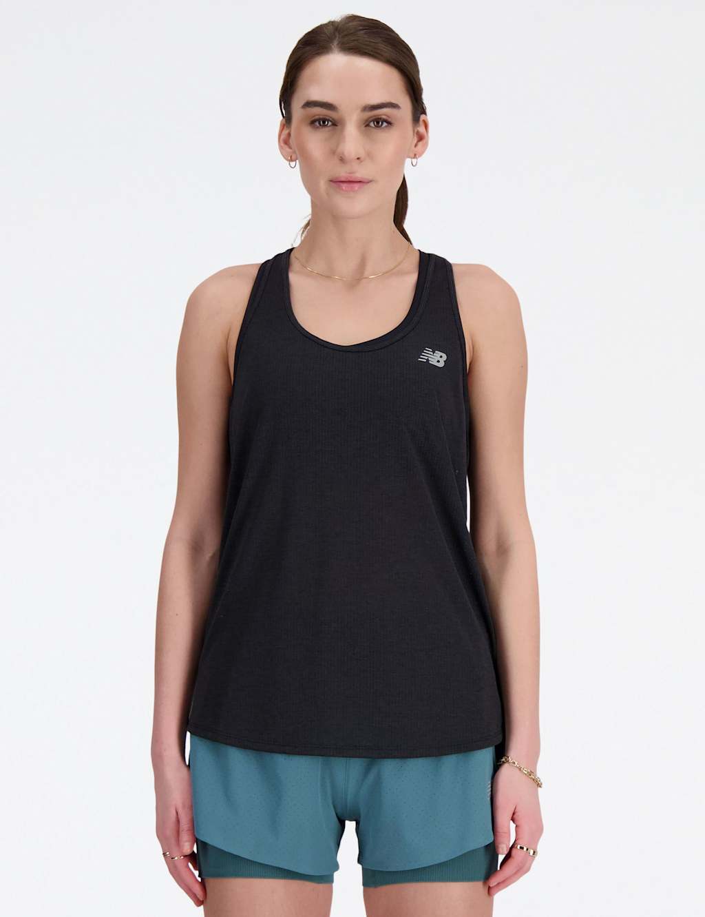 New Balance Athletics Scoop Neck Racer Back Vest Top Black