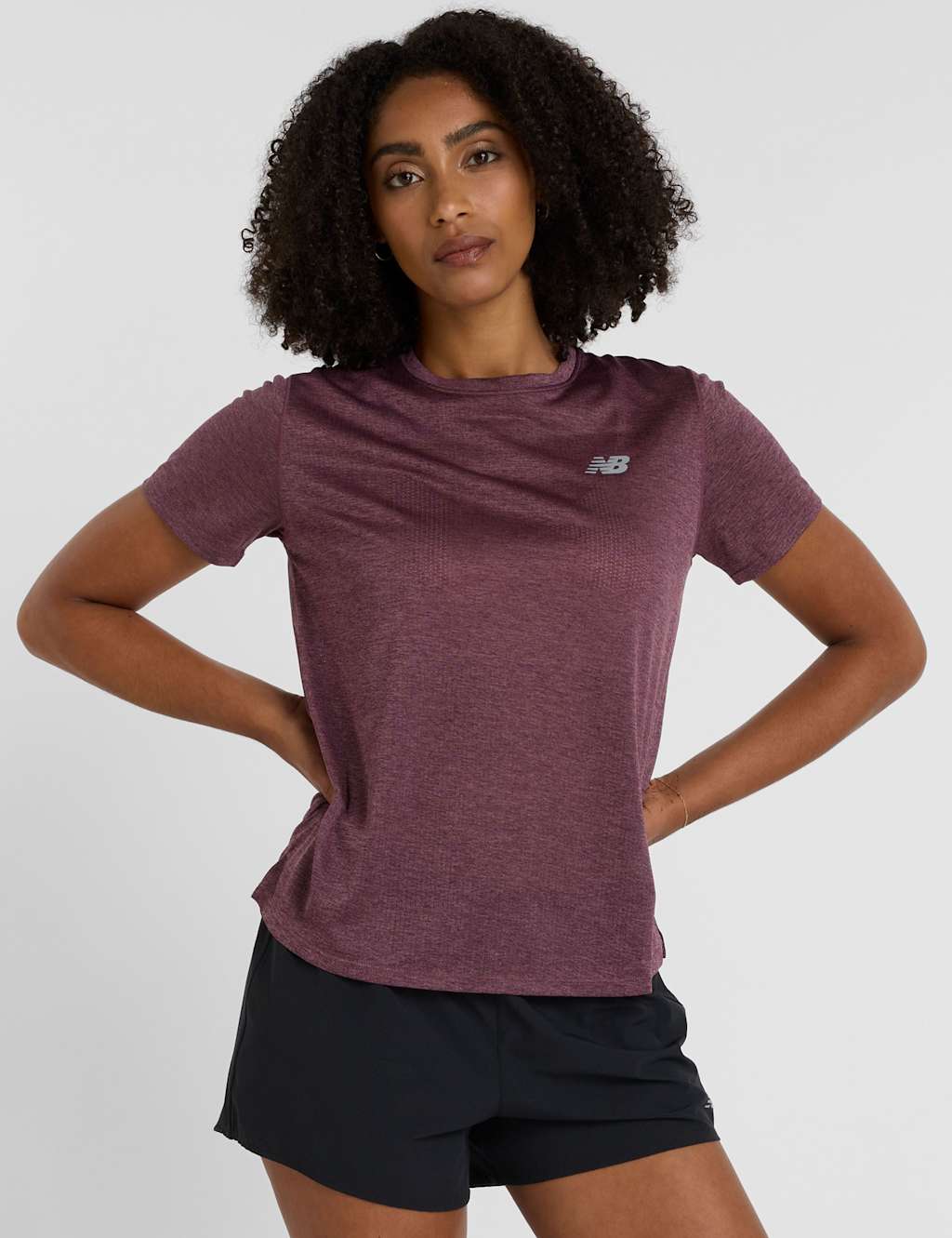 New Balance Athletics Ribbed Crew Neck T-Shirt Burgundy