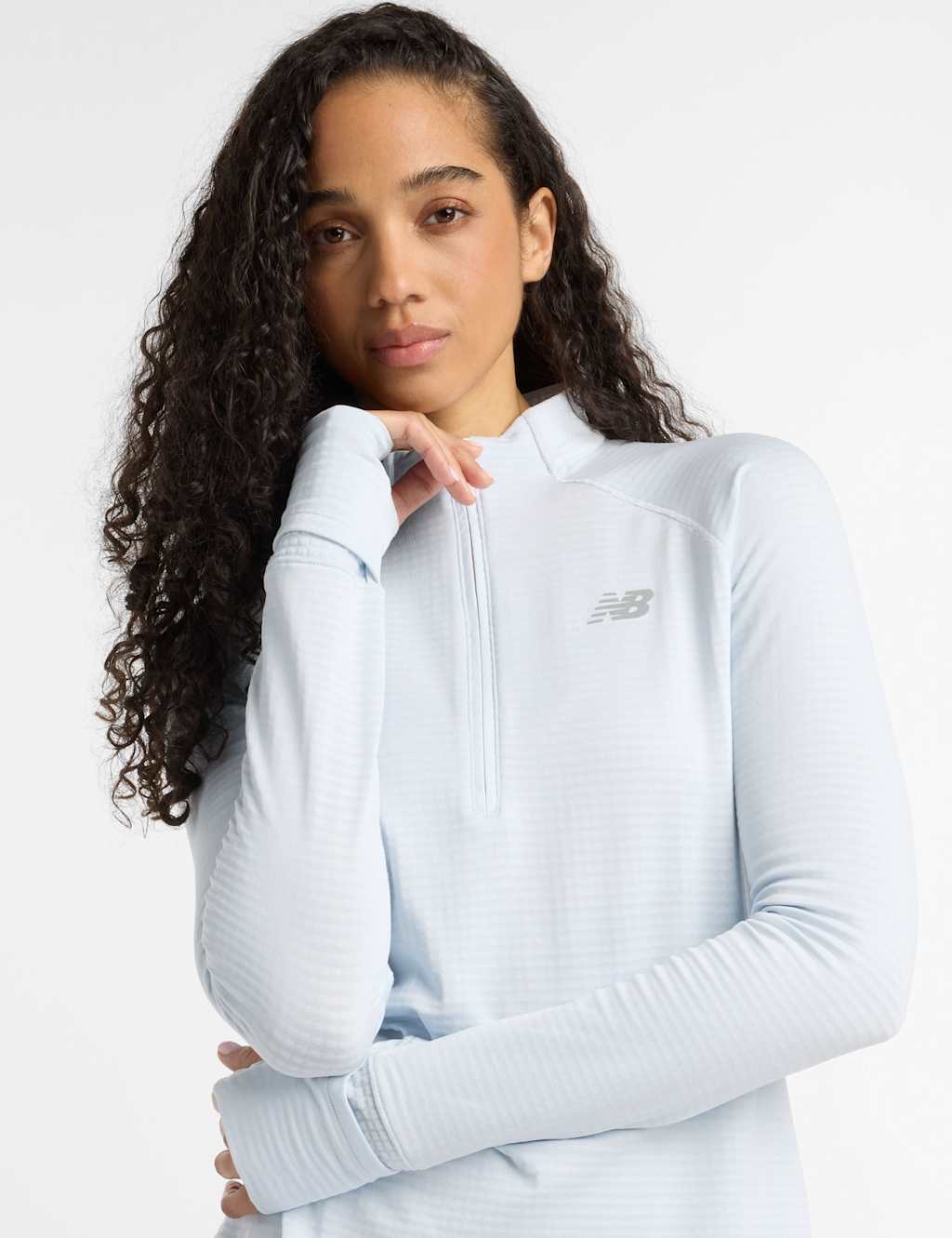 New Balance High Neck Half Zip Sports Top Blue