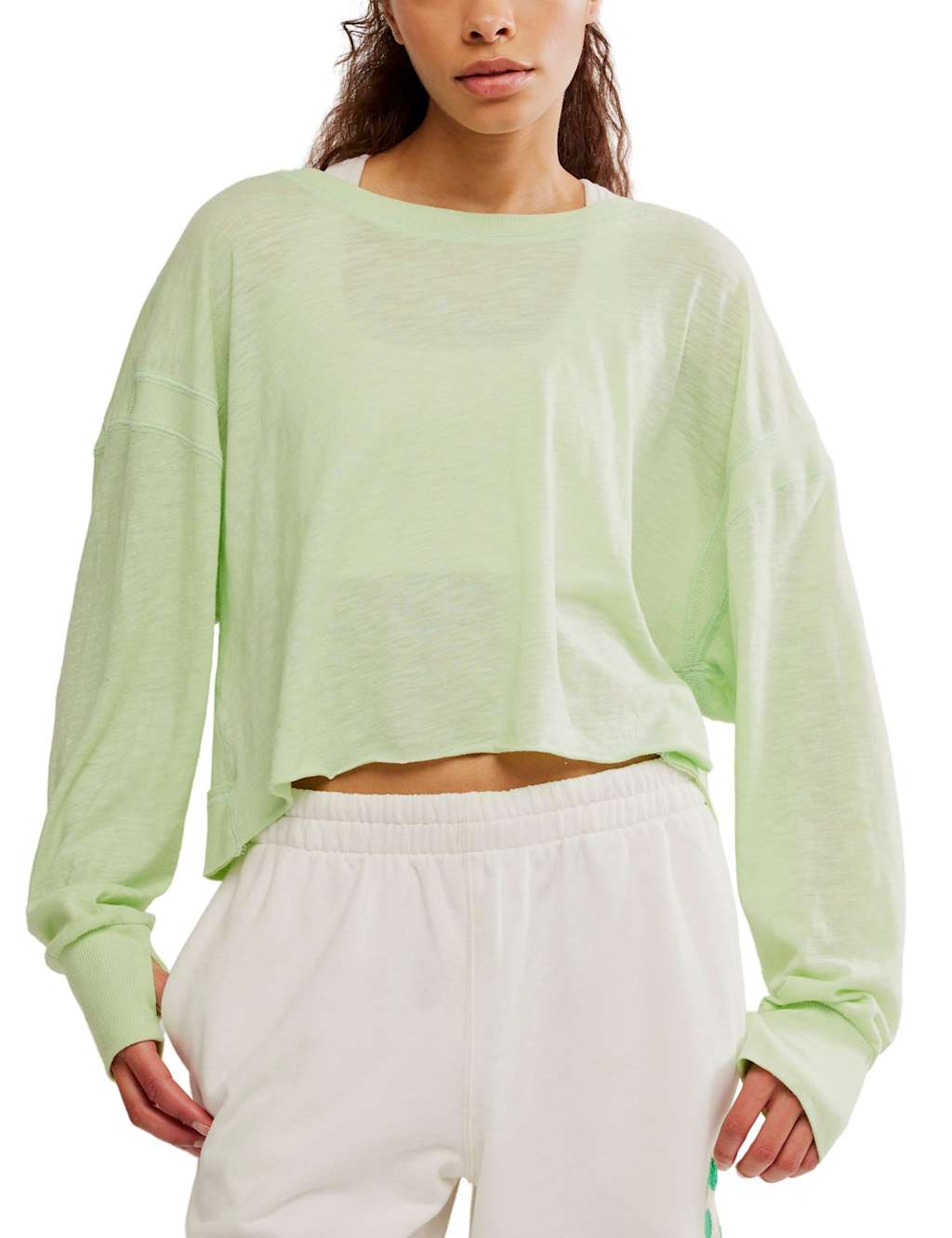FP Movement My Time Layer Cotton Rich Relaxed Top Light Green