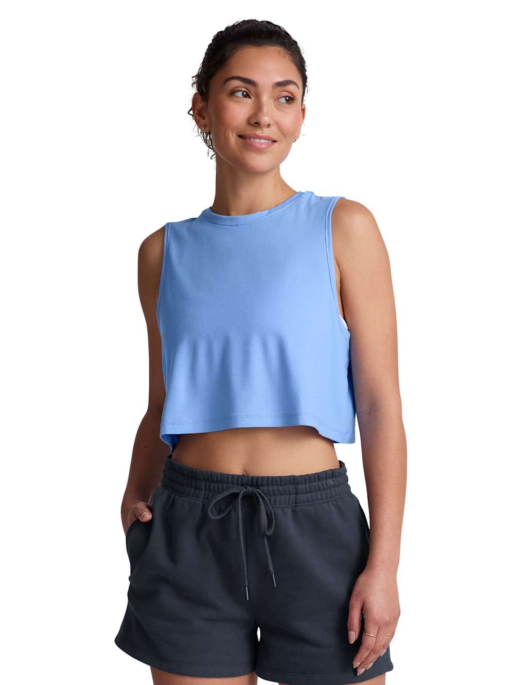Beyond Yoga Minimal Balance Relaxed Crop Vest Top Light Blue