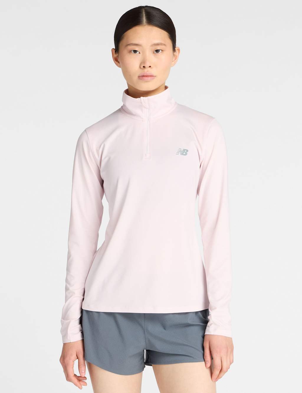 New Balance Fleece Funnel Neck Half Zip Top Light Pink