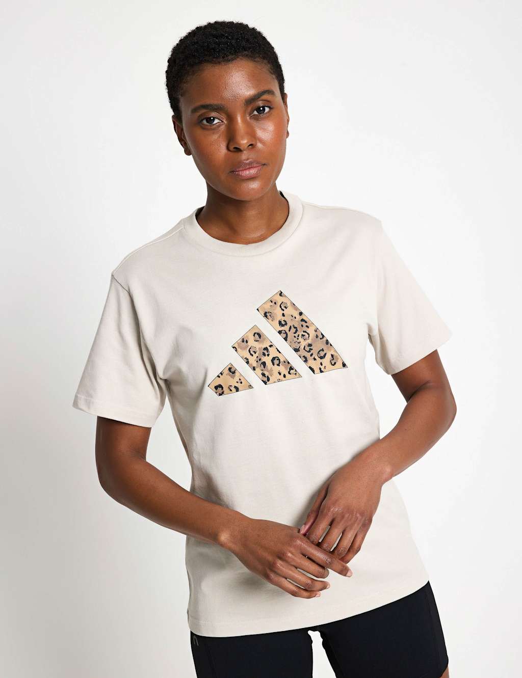 Adidas Women's Animal Graphic T-Shirt - Cream Mix, Cream Mix