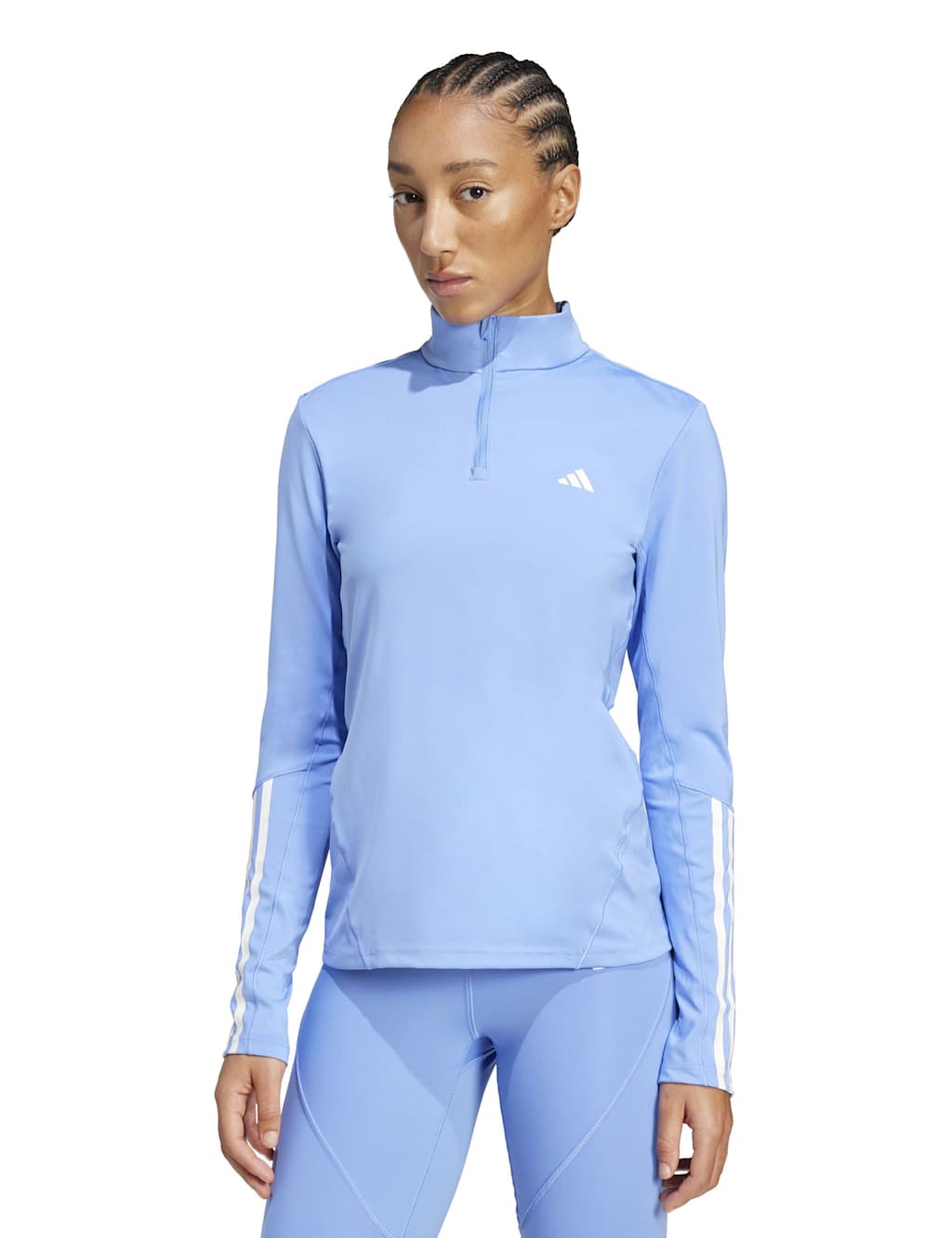 Adidas Women's Hyperglam Funnel Neck Half Zip Top - XL - Light Blue, Light Blue