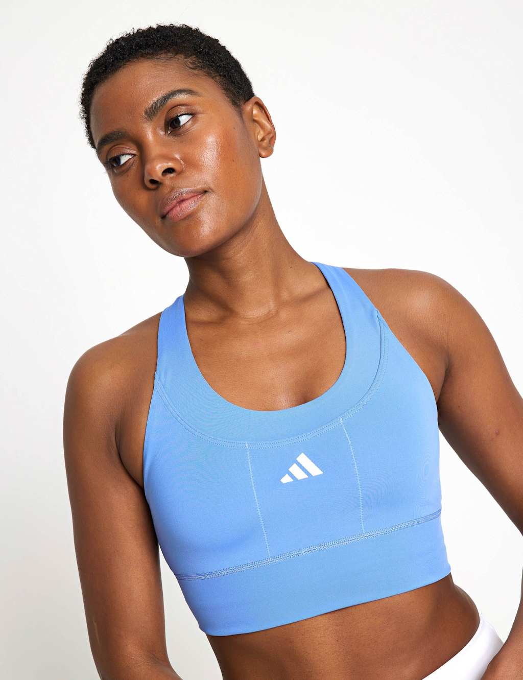 Adidas Women's Run Pocket Medium Support Sports Bra - MA/B - Light Blue, Light Blue