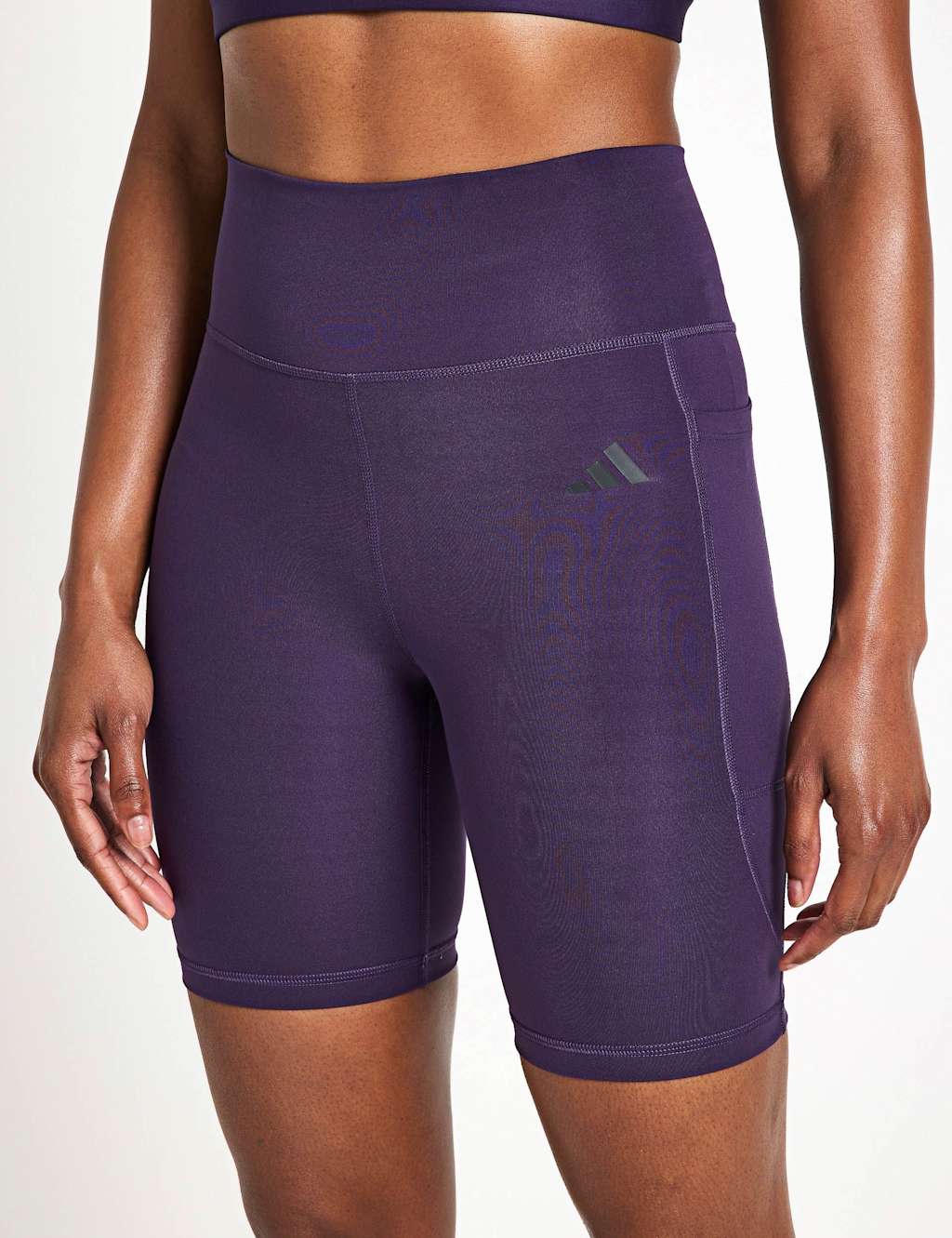 Adidas Stash Pocket High Waisted Shorts Dark Purple