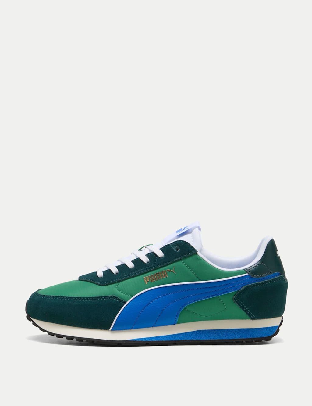 Puma St Miler Rise Suede Trainers Green Mix