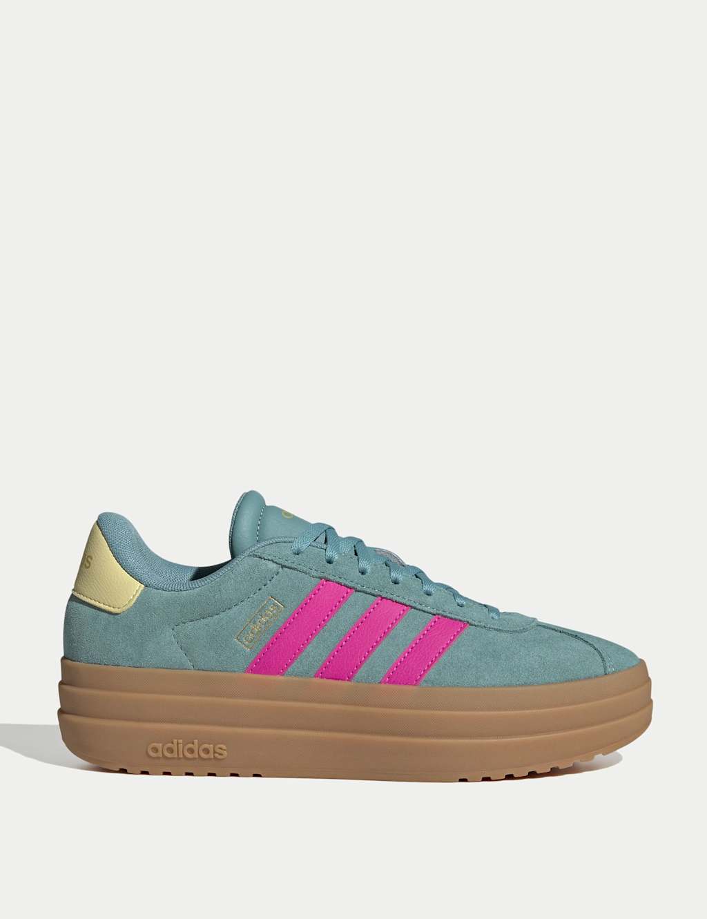Adidas VL Court Bold Leather Platform Trainers Teal